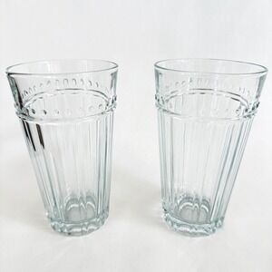 VTG Anchor Hocking Olivia Isabella Ribbed Highball Tumblers Set 2 Glasses 16 oz